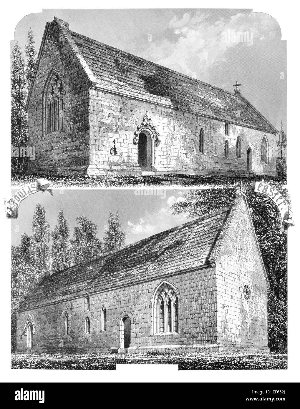 1852 Foulis Pasqua parrocchiale medievale chiesa gotica Kirk Lundie Fowlis Gowrie Angus Perthshire Marnoch St Foto Stock