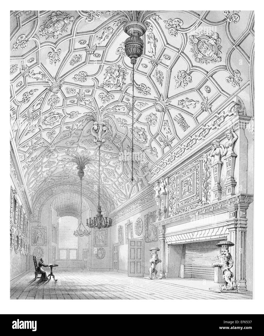 1852 Great Hall Glammis Glamis Castle Angus Lyon famiglia Earl Contessa Strathmore Kinghorne Foto Stock