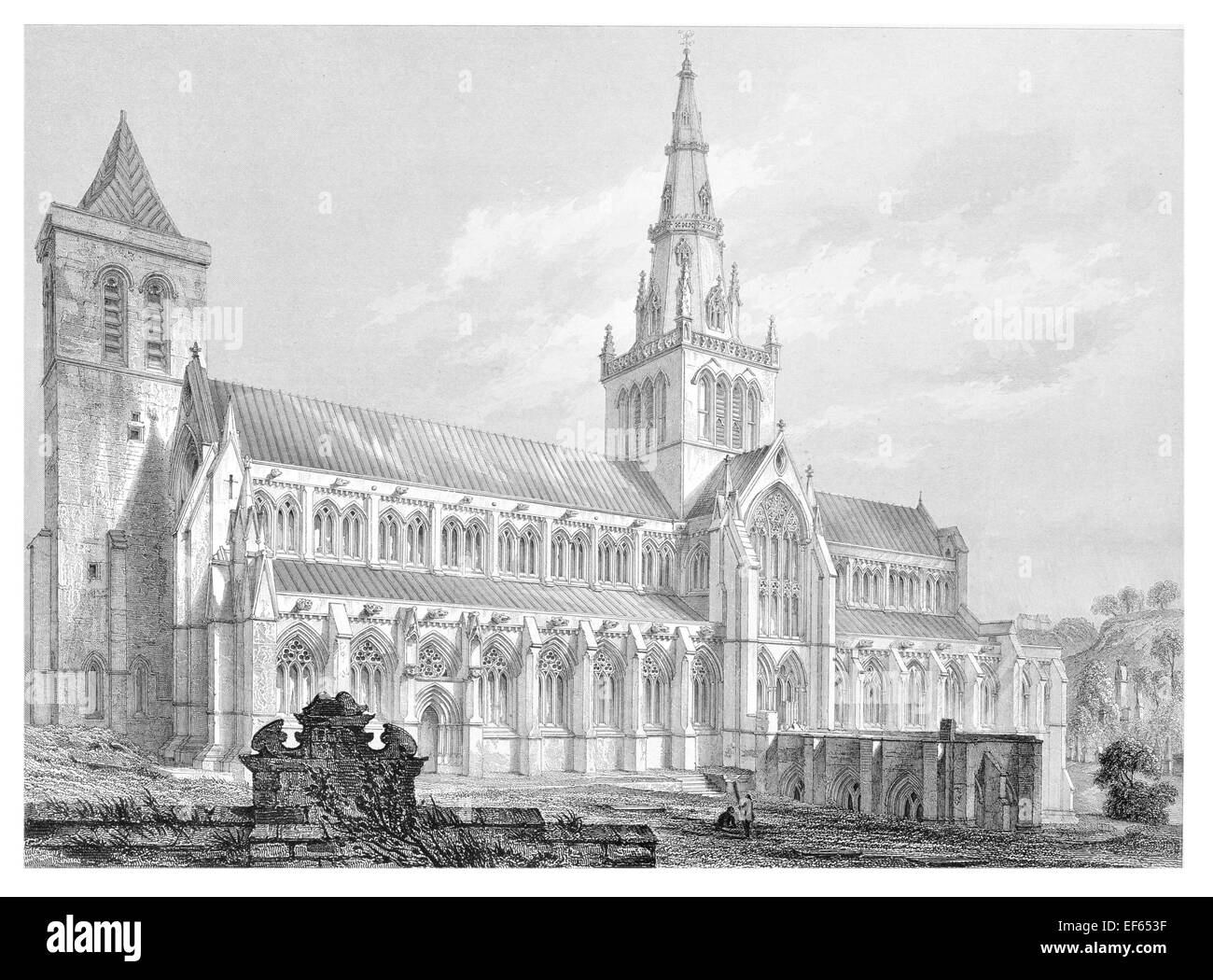 1852 la Cattedrale di Glasgow High Kirk medievale città cattolica romana, ora chiesa protestante Foto Stock