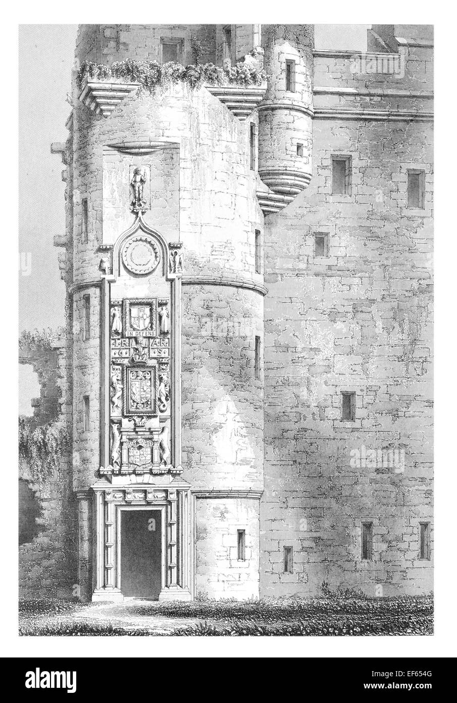 1852 Principal porta Castello Huntly Perthshire ora prigione HM Dundee Carse Gowrie, Perth Kinross Firth of Tay Foto Stock