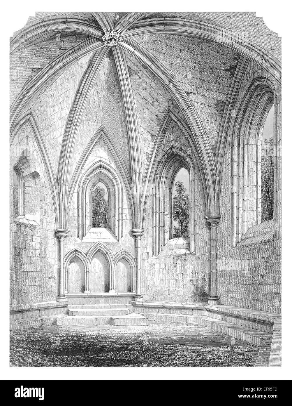 1852 capitolo casa medievale Abbazia di Inchcolm Firth of Forth episcopato di Gregoir, vescovo di Dunkeld Foto Stock