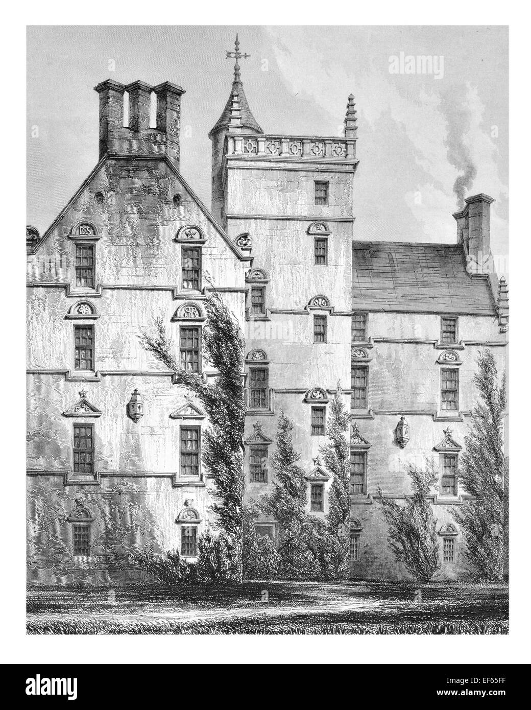 1852 Innes House Elgin, Eilginn Moray Morayshire residenza fortificata Foto Stock