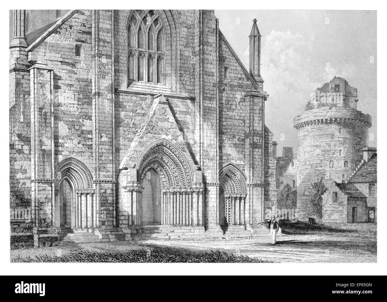 1852 San Magnus cattedrale a Kirkwall Orkney architettura romanica Foto Stock