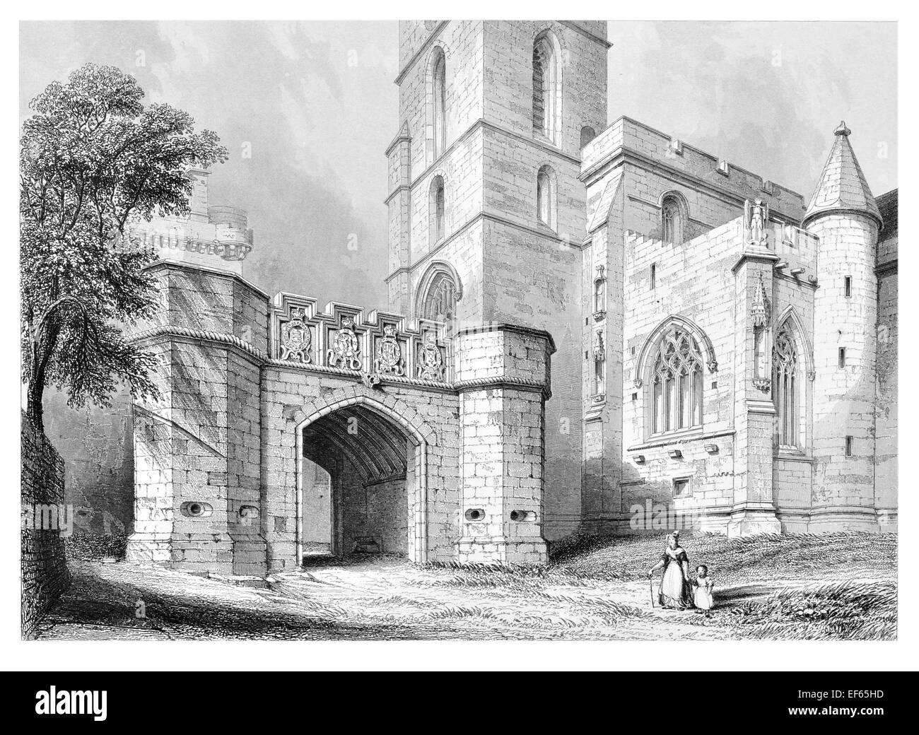 1852 Linlithgow Palace gateway esterno Gleann Iucha Lithgae West Lothian Regione Linlithgowshire.rovina rovinato Foto Stock