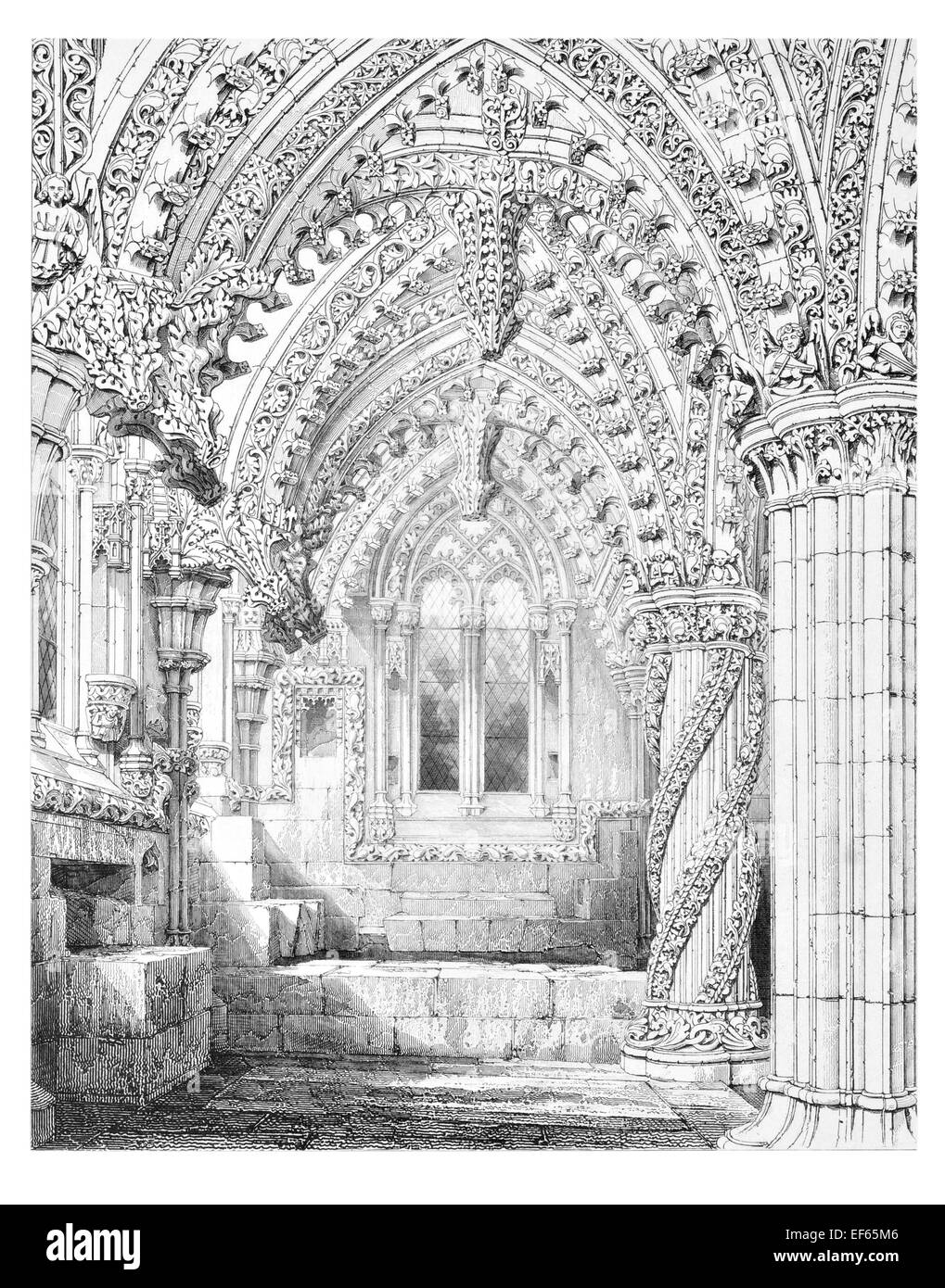 1852 corridoio Orientale Cattolica Rosslyn Chapel Collegiata di San Matteo Midlothian di proprietà privata. Foto Stock