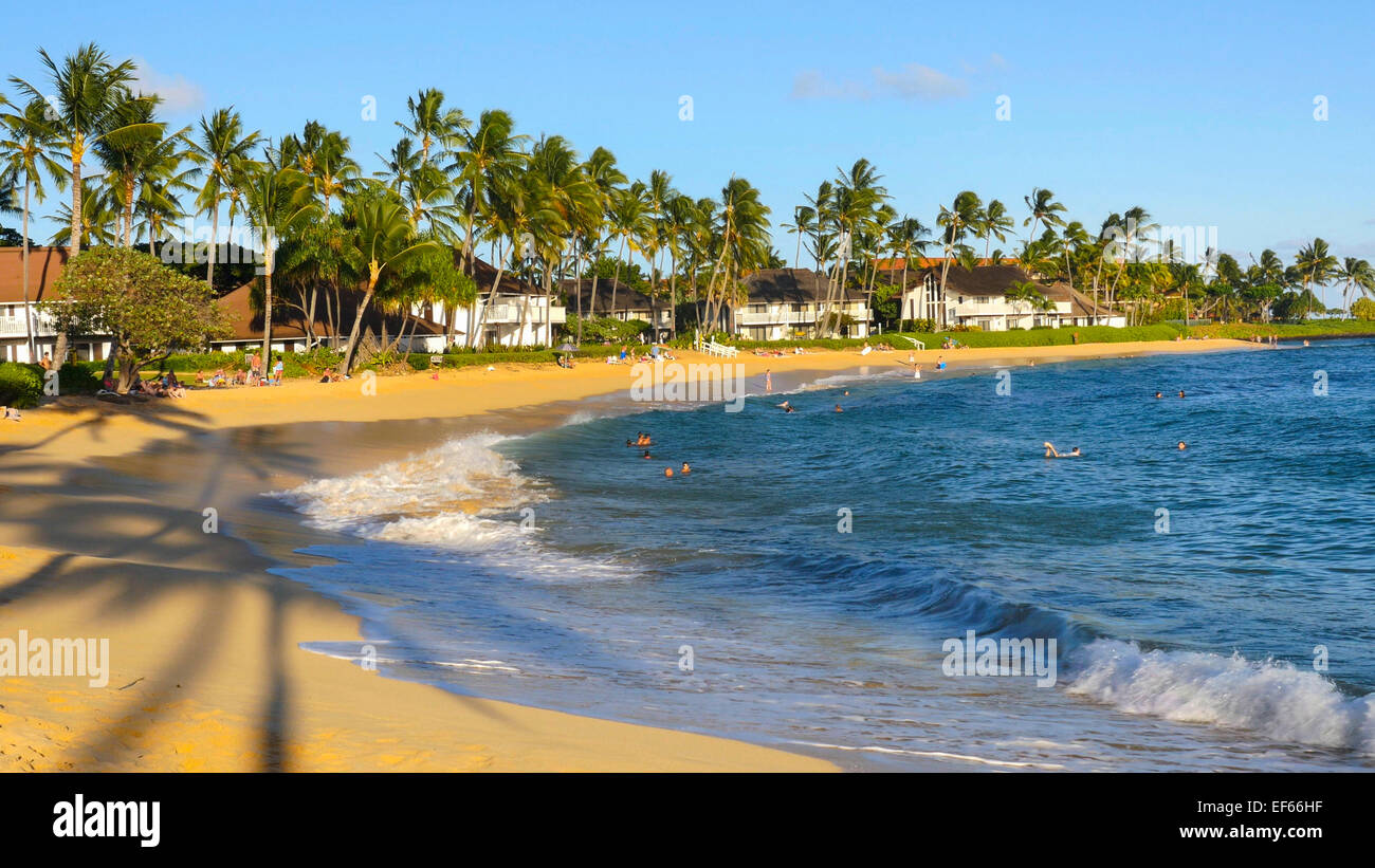 La spiaggia di Poipu Beach, Kauai, Hawaii Foto Stock