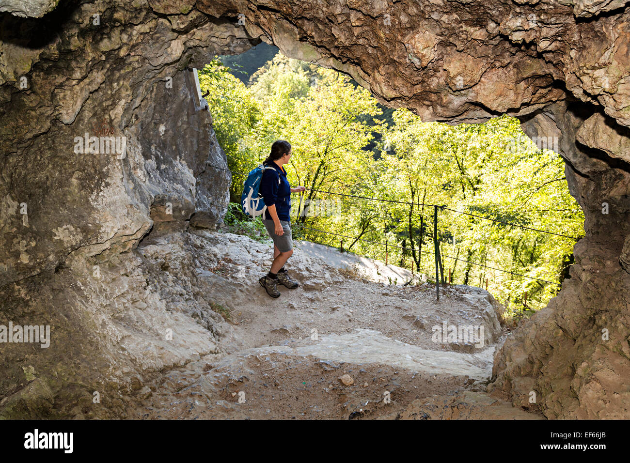 Dante nella grotta, Dantejeva jama, Tolmin gorge, Slovenia Foto Stock