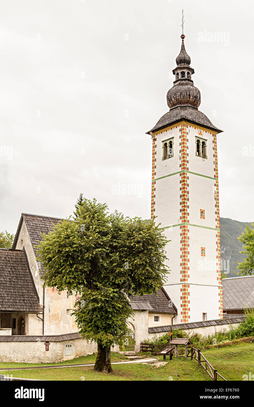 Chiesa di San Giovanni Battista, Bohinj, Slovenia Foto Stock