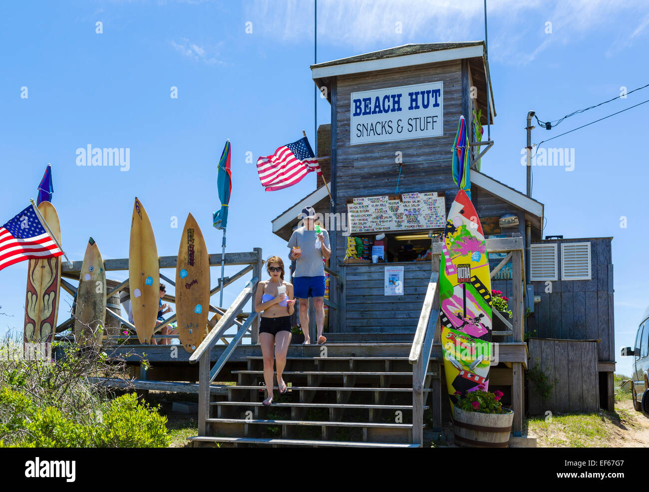 Shop e snack bar al Atlantic Avenue Beach, Amagansett, East Hampton, contea di Suffolk, Long Island , NY, STATI UNITI D'AMERICA Foto Stock