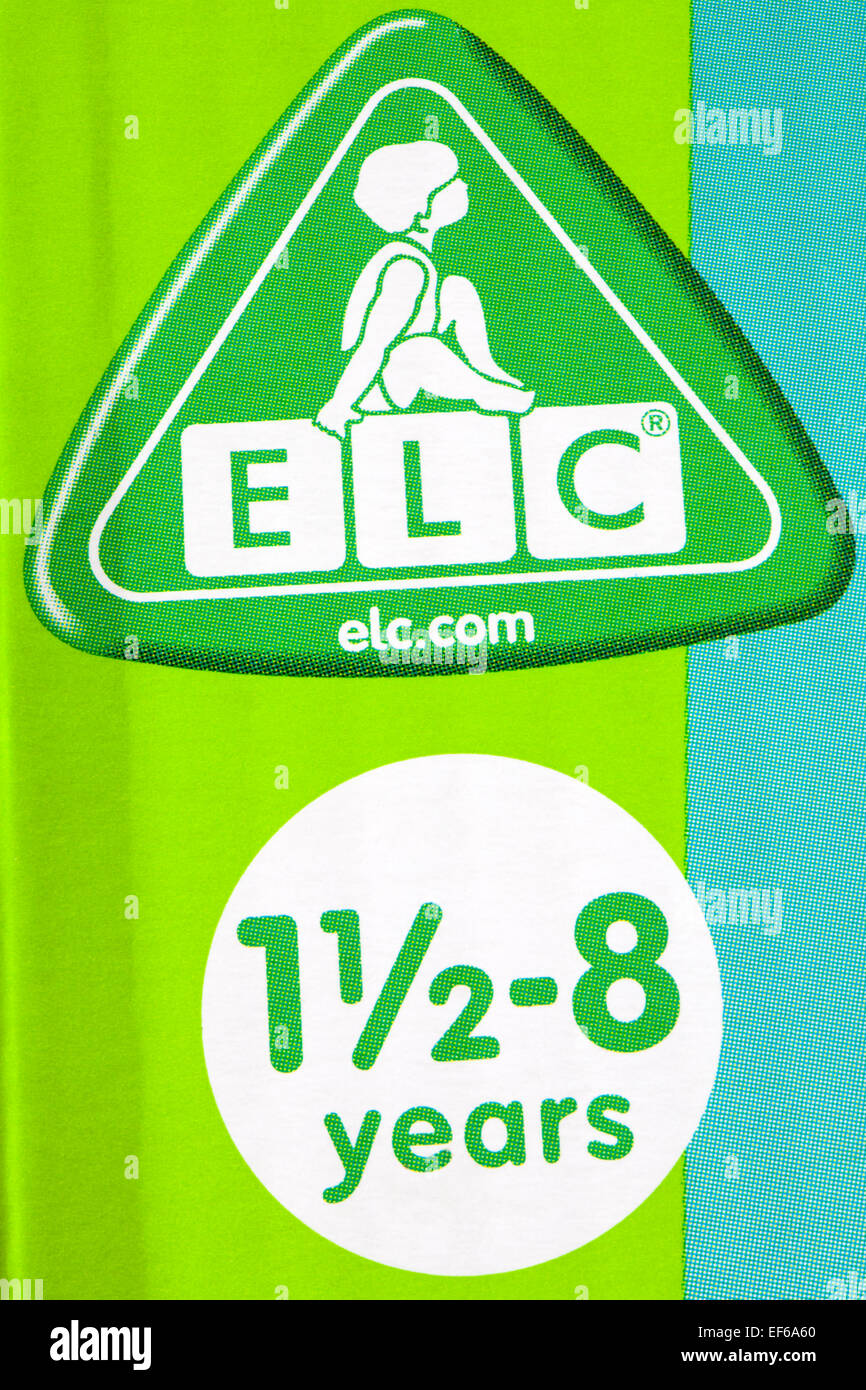 Il sistema ELC logo e tra 1,5-8 anni sulla casella di Jigsaw Puzzle Foto Stock