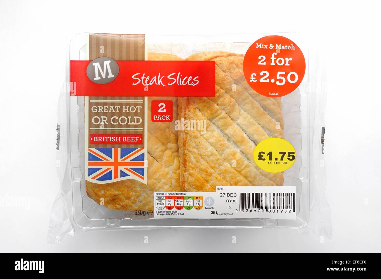 Morrisons supermercato mix and match 2 per £2.50 offerta promozionale british bistecca fette Foto Stock
