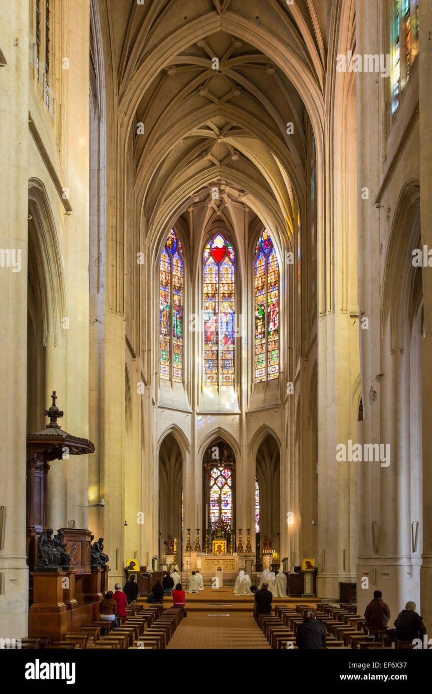 Interno della Eglise Saint Gervais, b. 1494-1620, Parigi, Francia Foto Stock