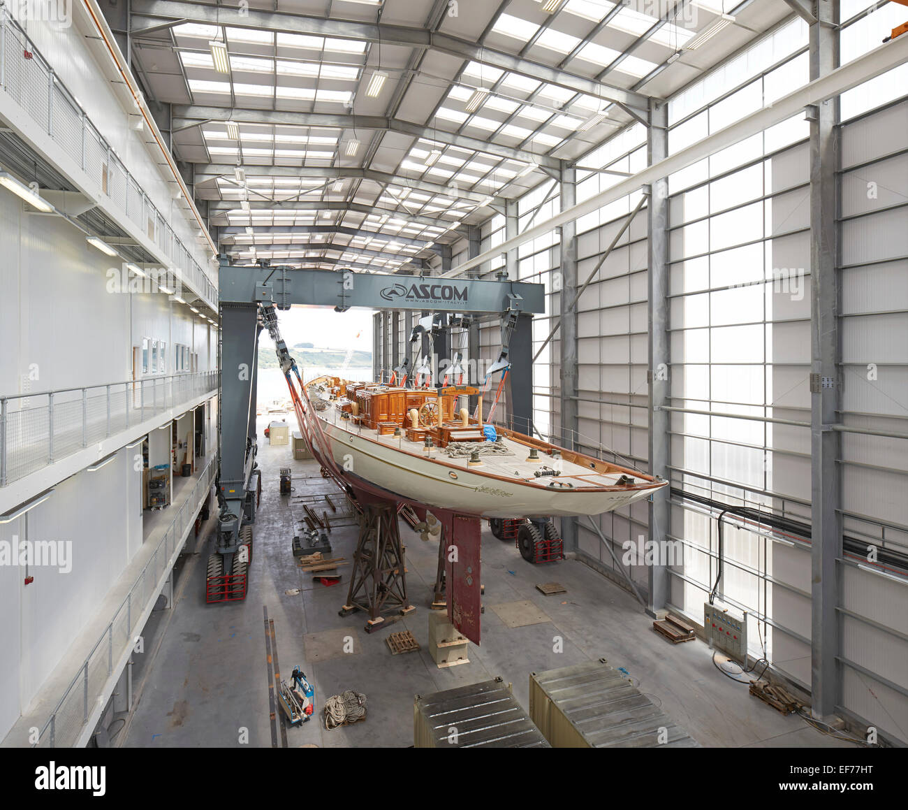 Pendennis Shipyard, Falmouth TR11 4NR, Regno Unito. Architetto: na, 2014. Nel complesso vista interna. Foto Stock