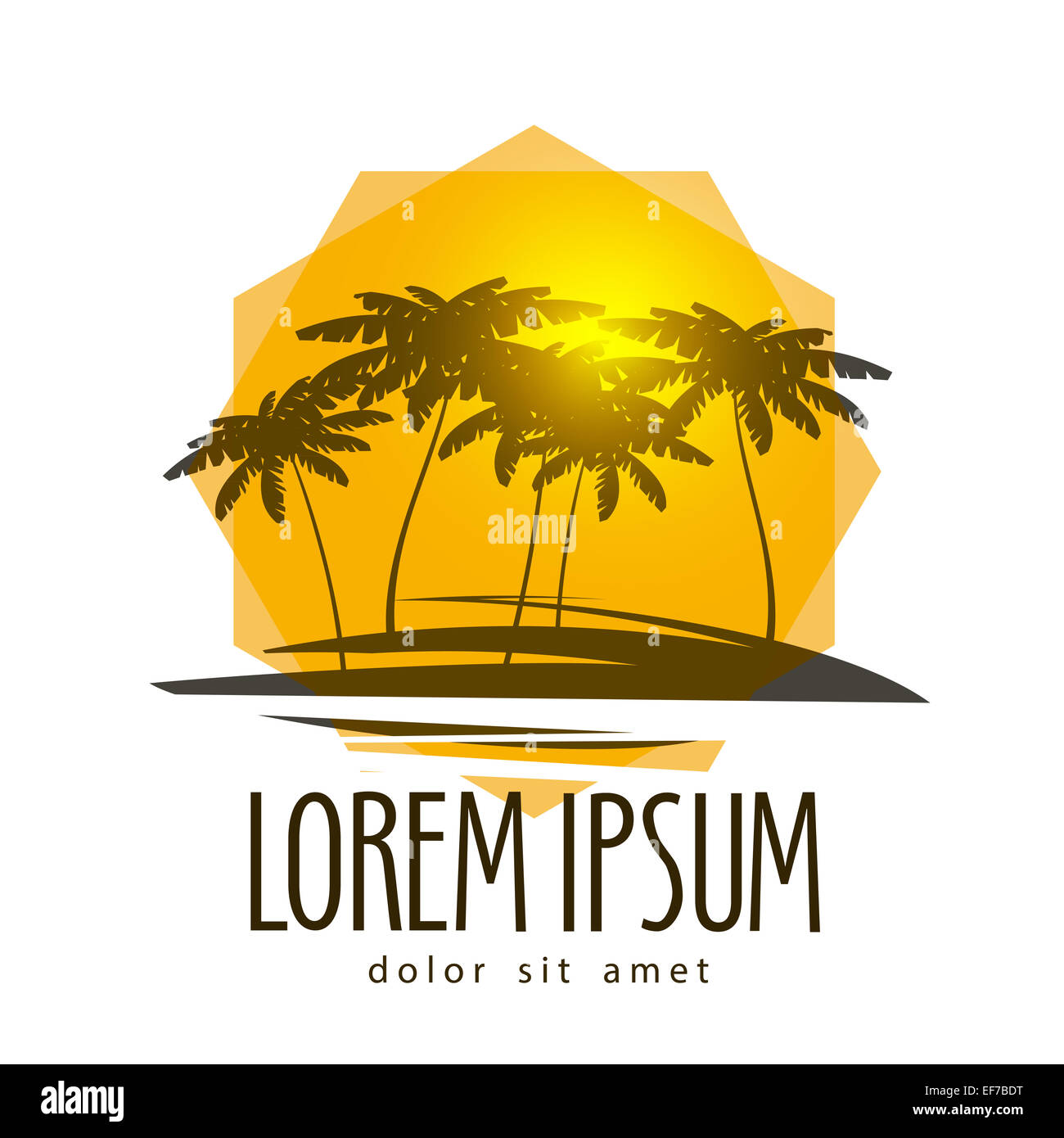 Vettore di spiaggia logo design modello. Viaggio tropici o icona. Foto Stock