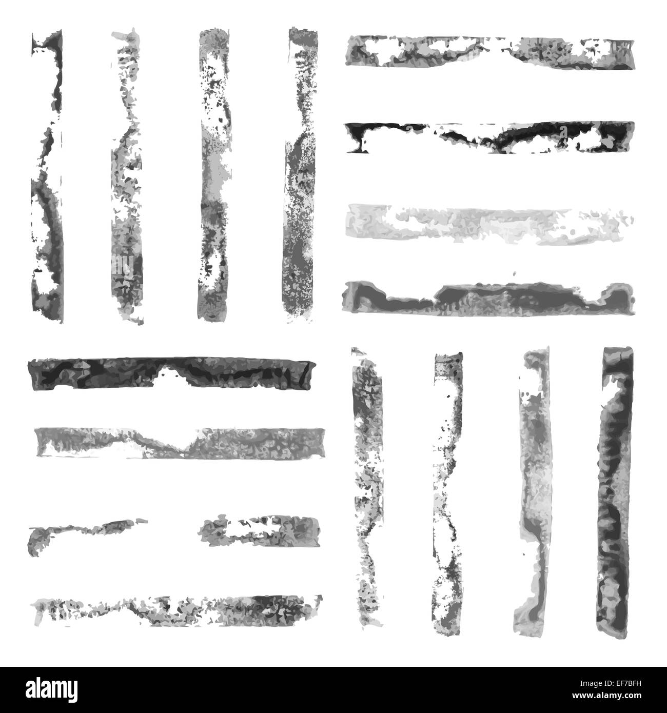 Set di vettore di nero e di bianco acquerello Grunge rettangolare timbri di vernice Illustrazione Vettoriale