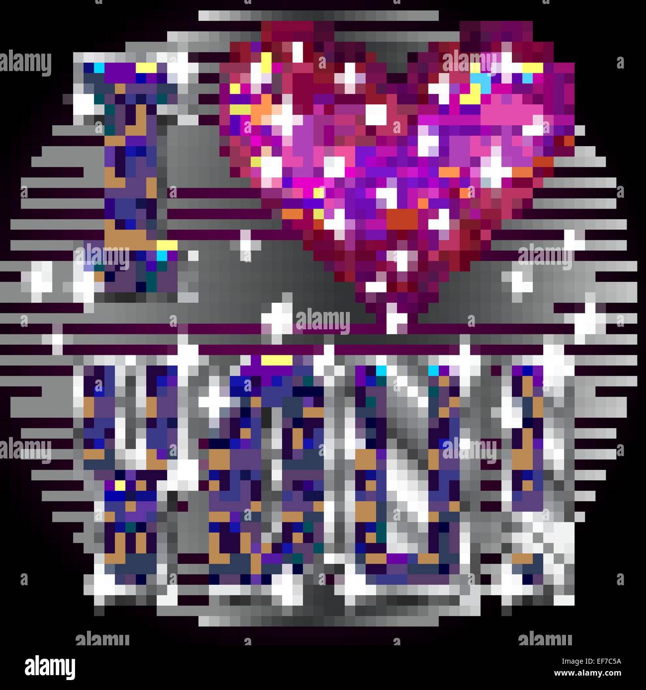 Iscrizione del vettore ti amo con rosso lucido cuore di strass e lettere di volume Illustrazione Vettoriale