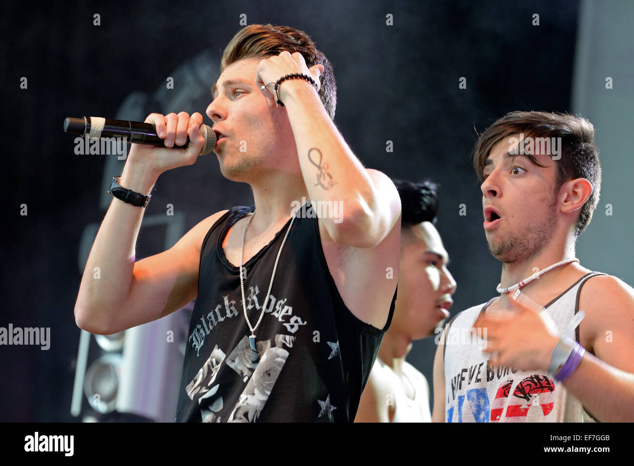 Barcellona - 23 Maggio: Fraag Malas (spagnolo giovane cantante) a Primavera Festival Pop da Los 40 Principales. Foto Stock