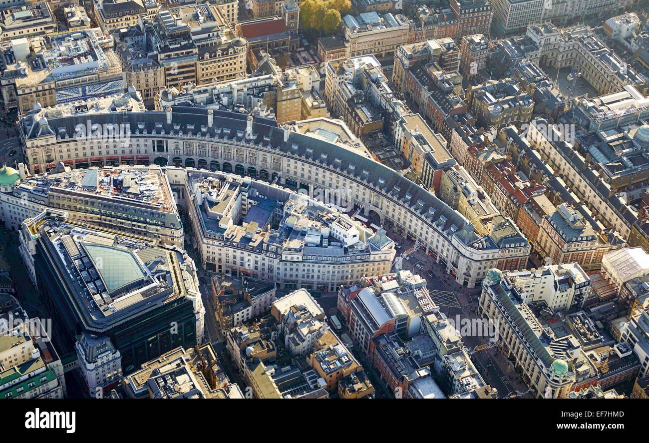Una veduta aerea di Regent Street, Londra, Regno Unito Foto Stock