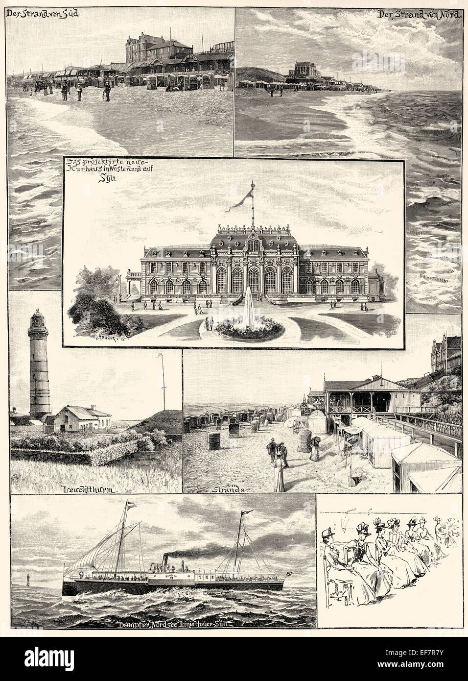 Foto di Westerland, il Kurhaus progetto in 1900, Sylt, Germania, Foto Stock