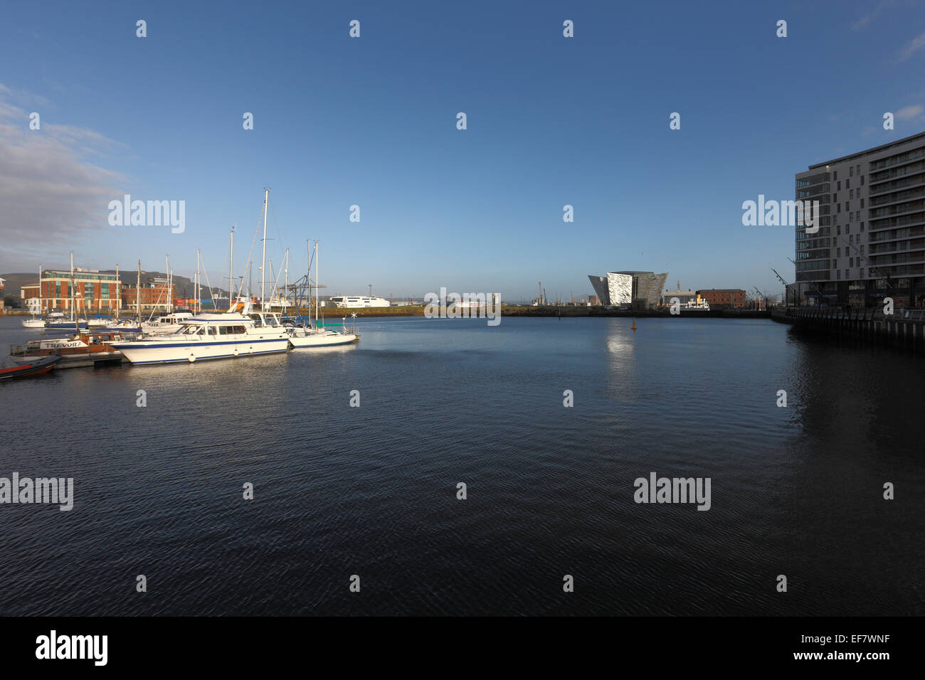 Titanic Building, Belfast Marina e il Titanic Quarter Foto Stock