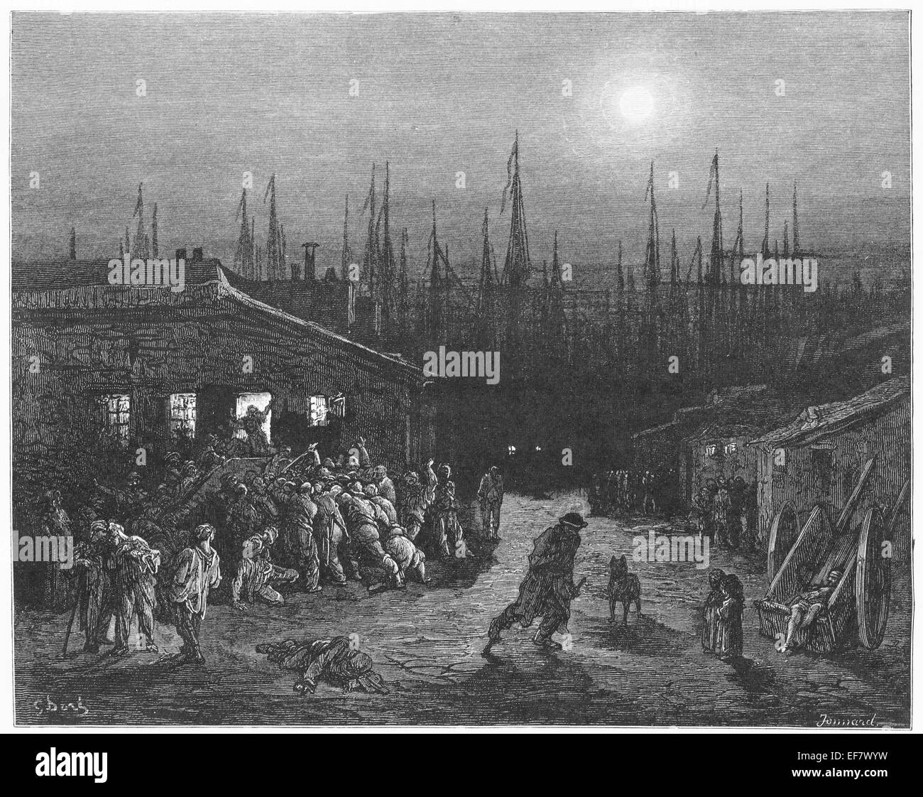 La Docks Scena Notturna - Gustave Dore a Londra Foto Stock
