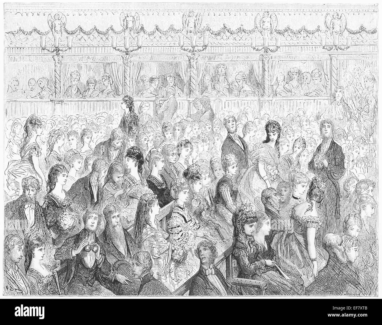 La platea di Covent Garden opera - Gustave Dore a Londra Foto Stock