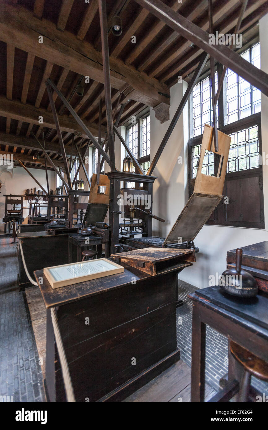 Sala stampa Museo Plantin-Moretus Anversa, Foto Stock