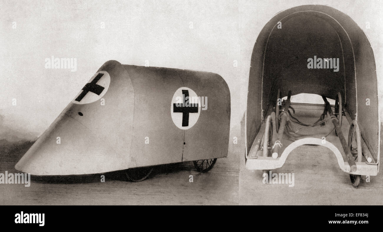 Un 'Fort' per spostare i feriti a. A prova di proiettile barella coperchio per soccorrere i feriti e i barellieri tra trincee durante la Prima Guerra Mondiale. Foto Stock
