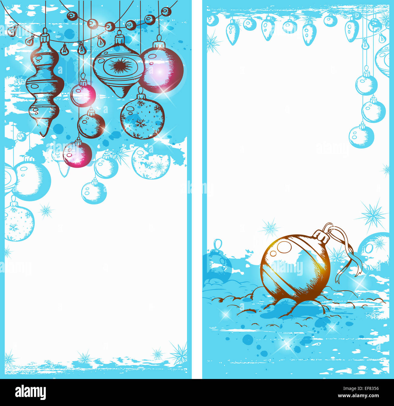 Natale blu banner verticale con decorazioni Foto Stock