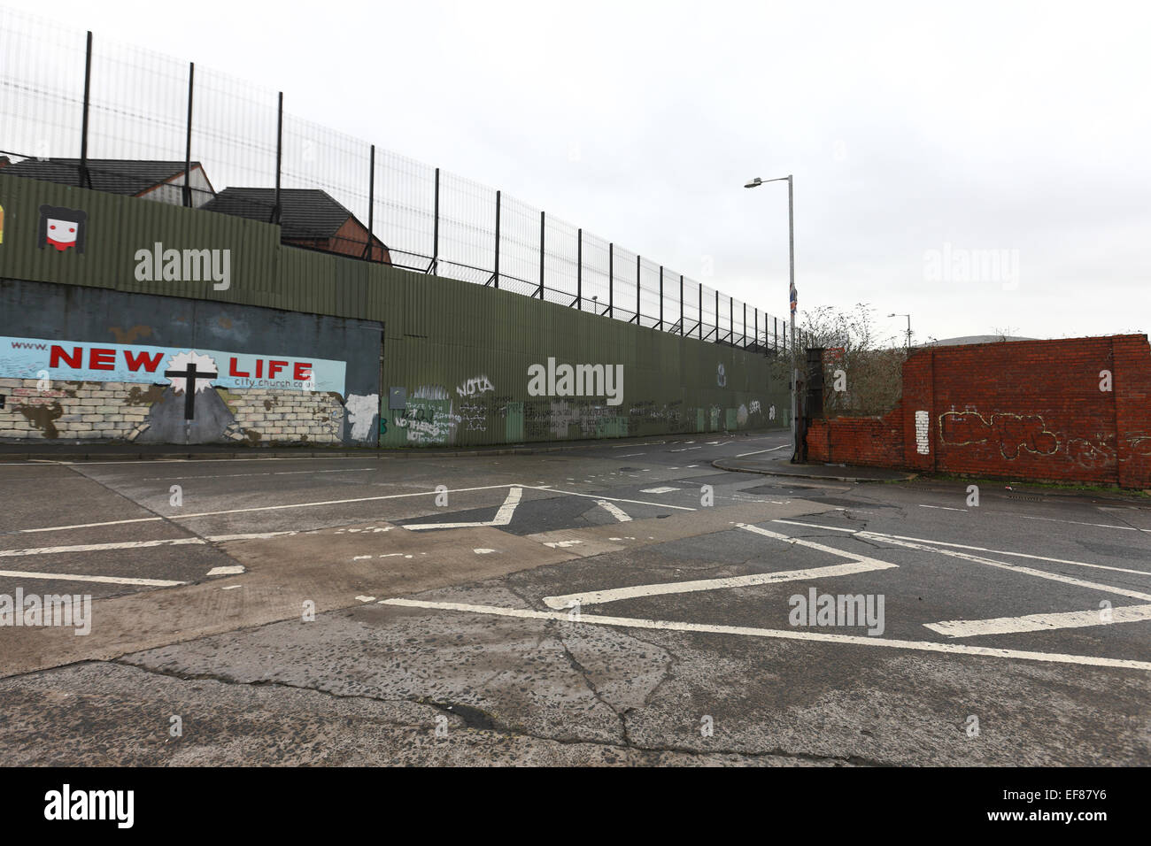 Nuova vita. Peace Wall, Belfast, Irlanda del Nord Foto Stock