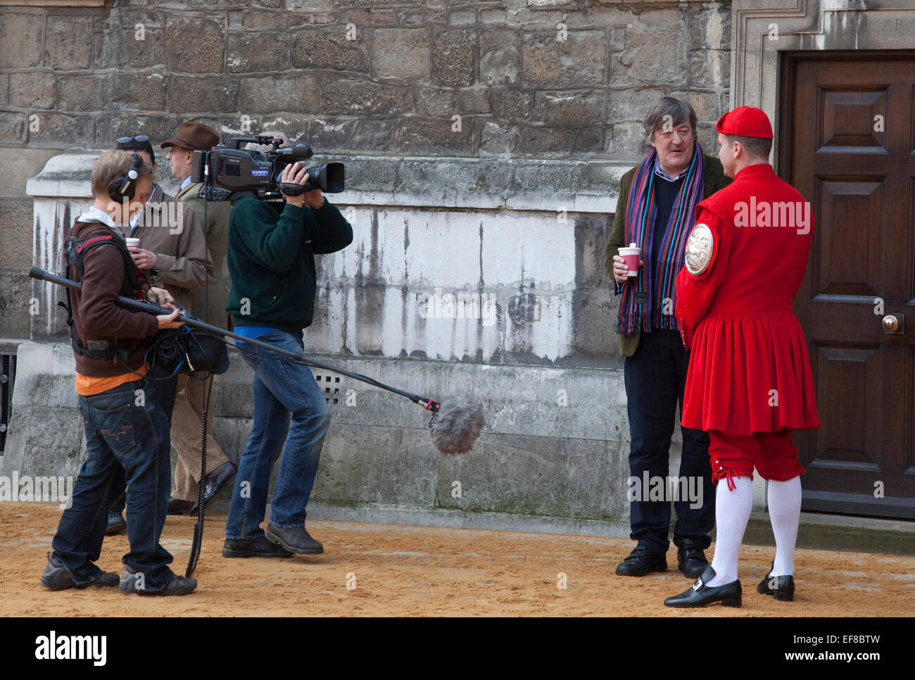 Attore Stephen Fry le riprese di un documentario su il signore sindaco di Show per la BBC. Signore Sindaco di Show 2011. Foto Stock