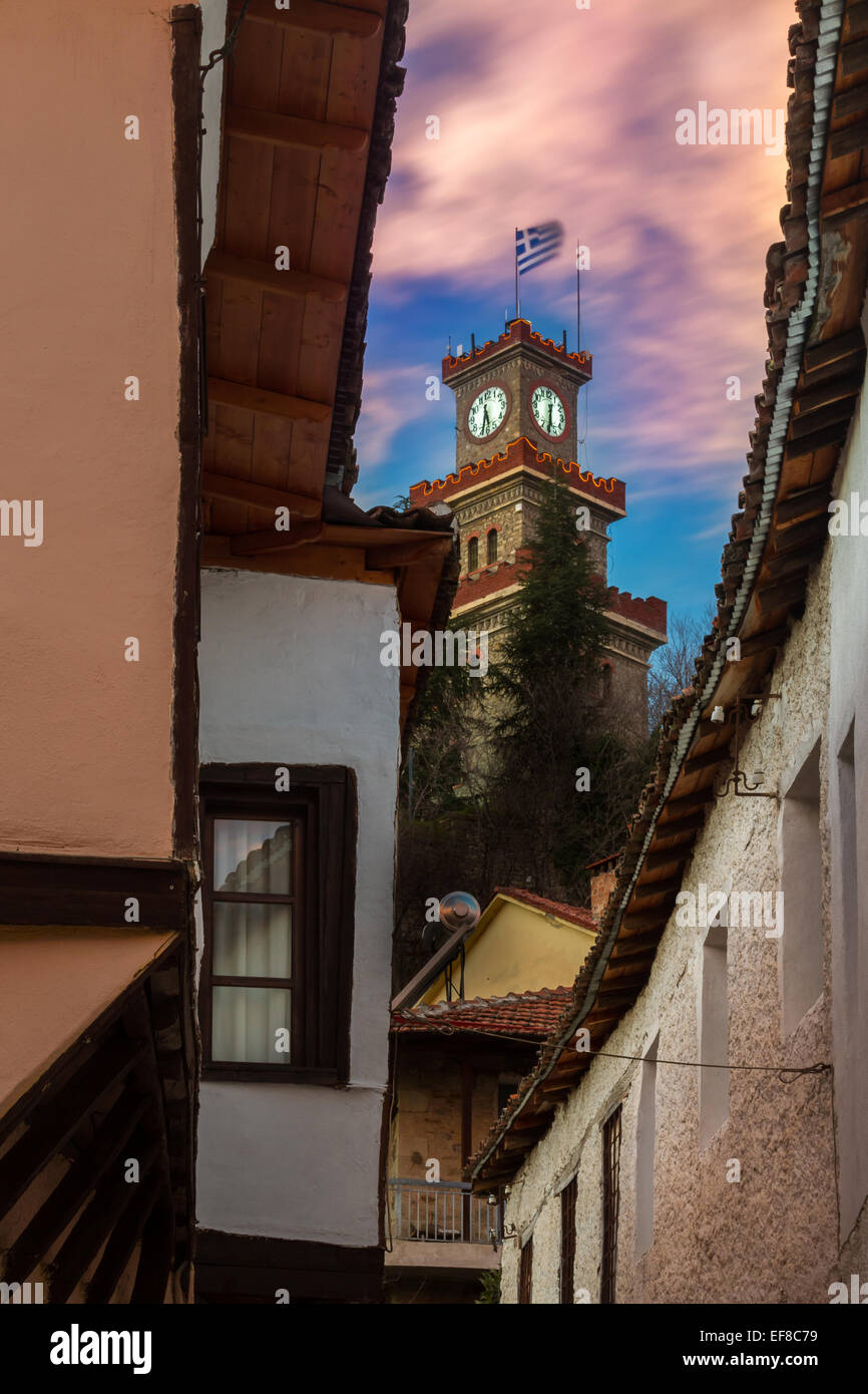 Tradizionale Città Vecchia strada. Nella città di Trikala, Grecia. Foto Stock