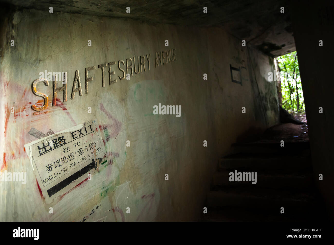 Tunnel sotterraneo a Shing Mun Redoubt, Nuovi Territori di Hong Kong Foto Stock