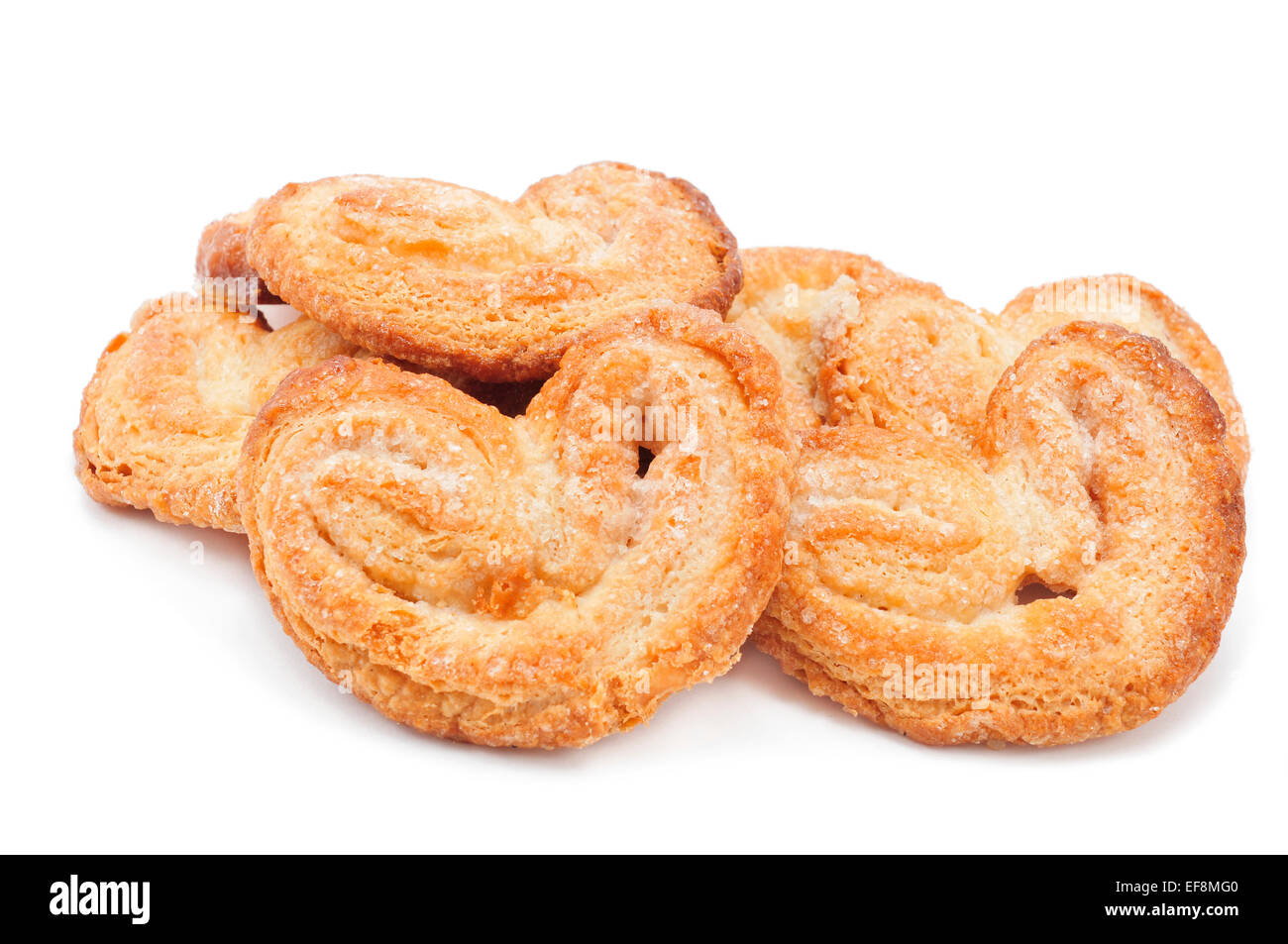 Alcuni palmeras, spagnolo palmier pasticcini, su sfondo bianco Foto Stock