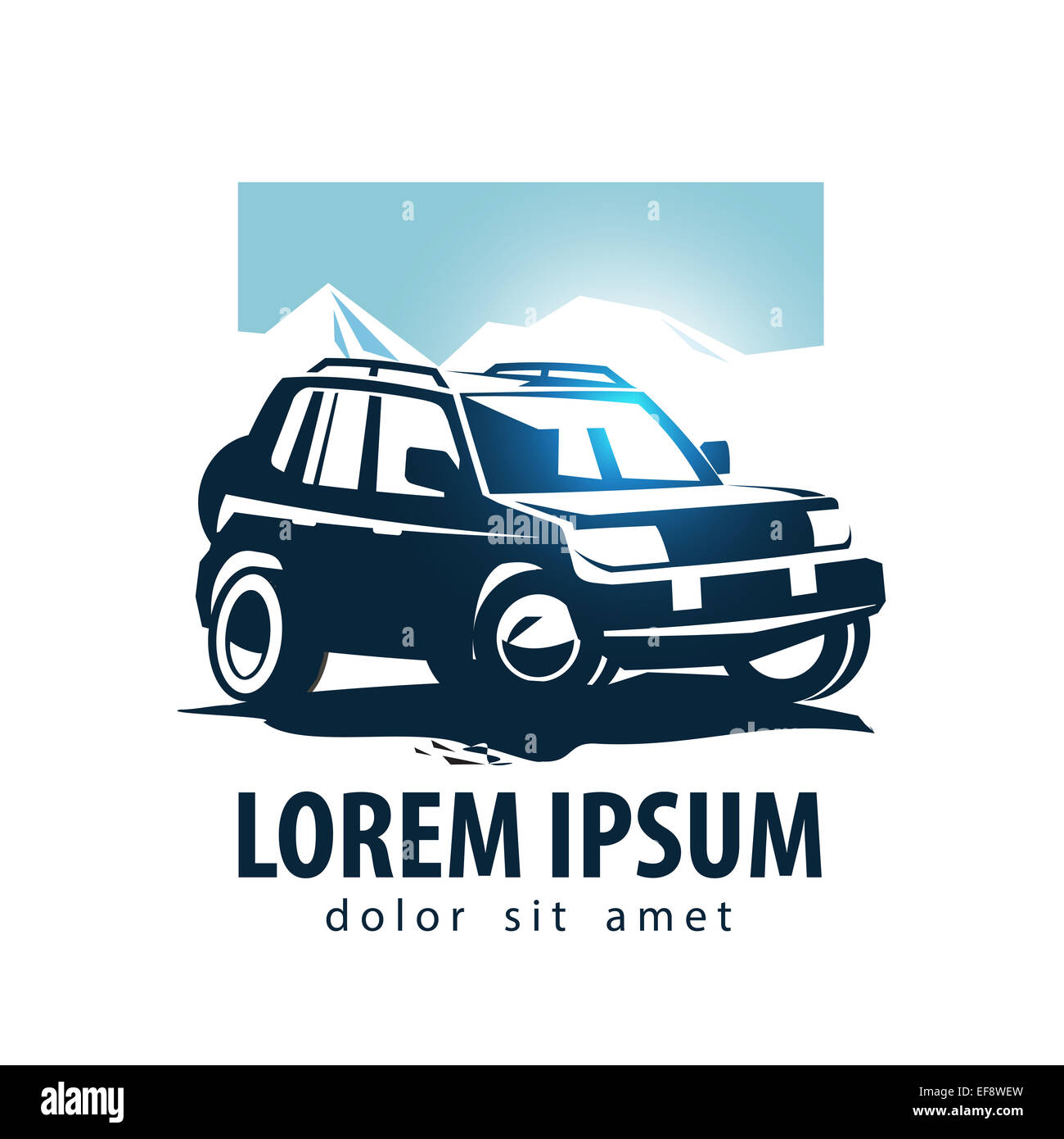 Vettore di auto logo design modello. SUV o una icona di trasporto. Foto Stock