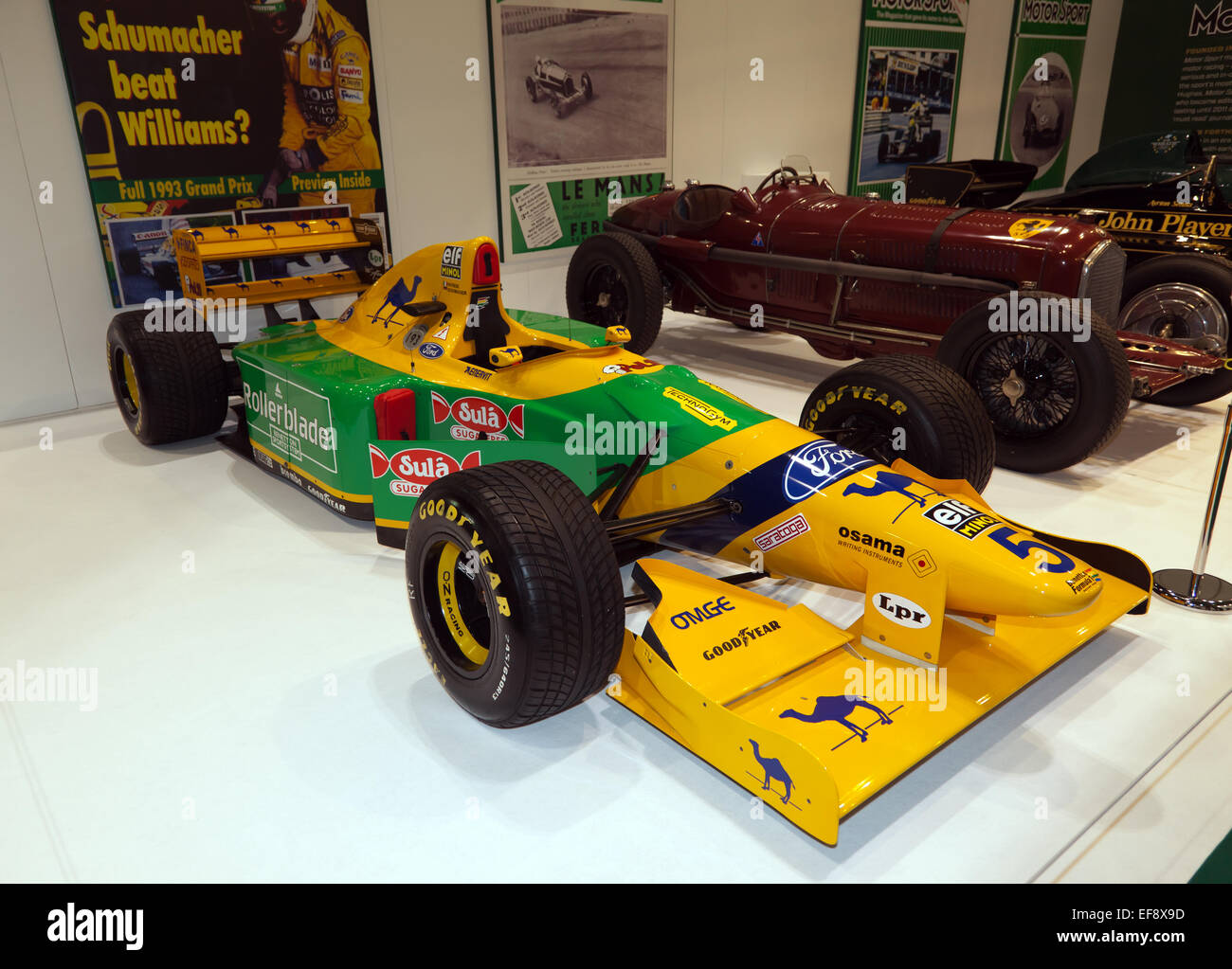 Michael Schumacher la Benetton 1993 B193: progettato da Ross Brawn, Schumacher regolarmente Senna qualificati in questa vettura. Foto Stock