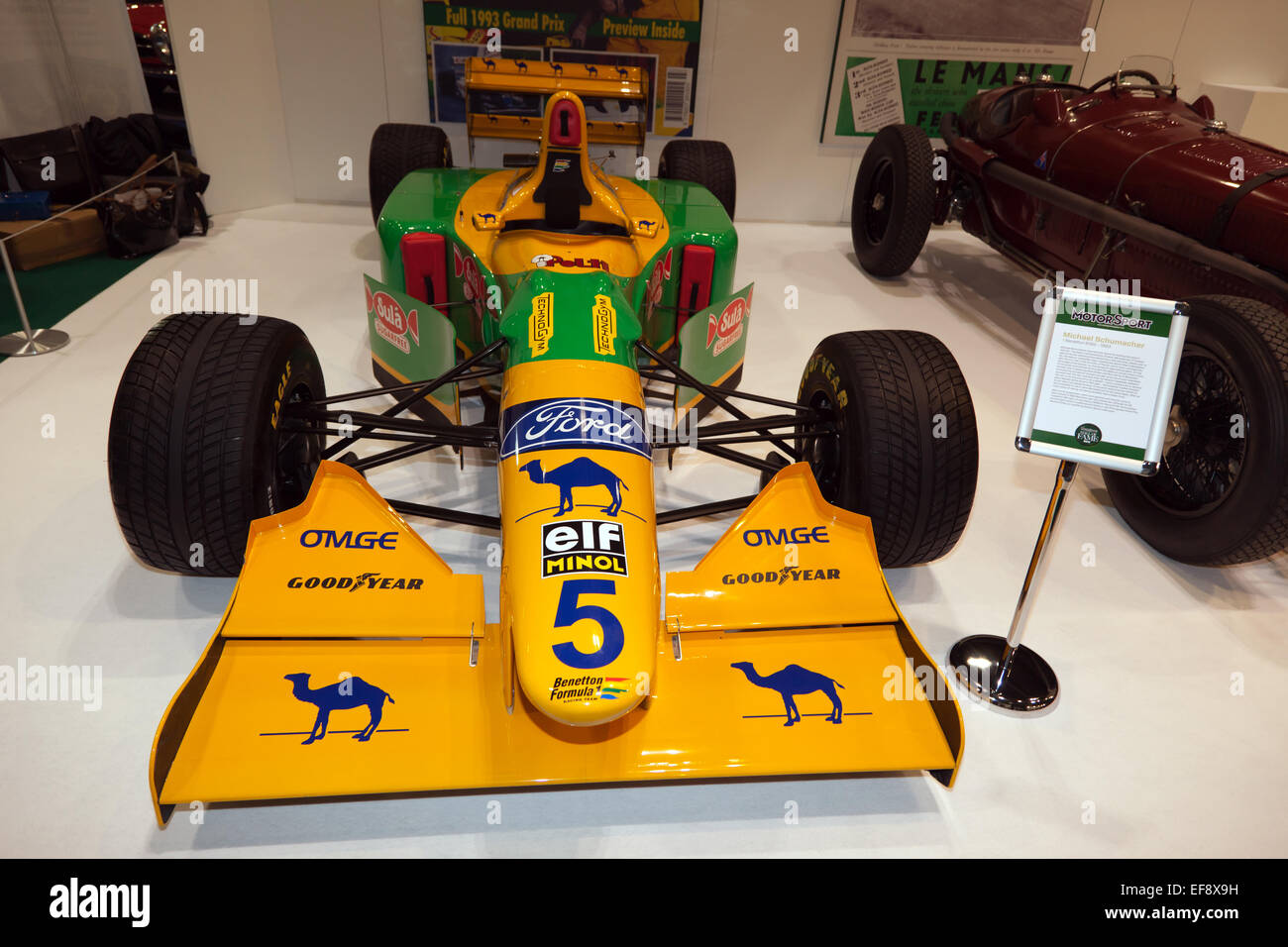 Michael Schumacher la Benetton 1993 B193: progettato da Ross Brawn, Schumacher regolarmente Senna qualificati in questa vettura. Foto Stock