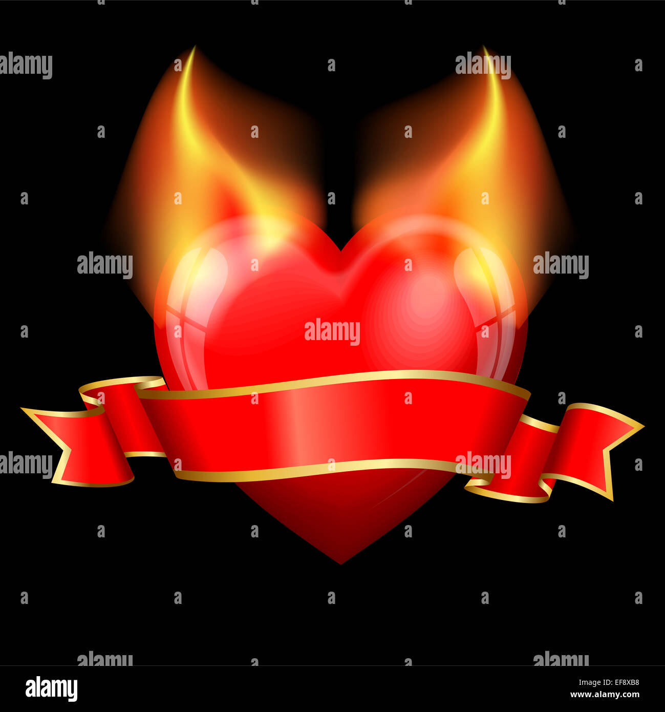 Illustrazione Vettoriale Cuore diavolo con nastro per il giorno di san valentino Foto Stock