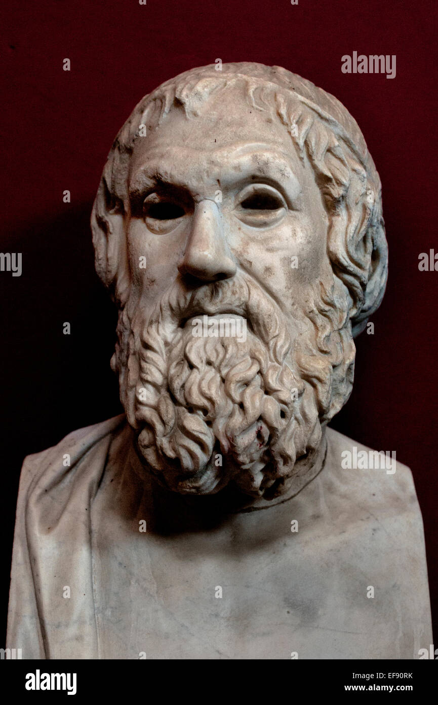 Sofocle, Farnese 406/405 tipo BC (età 90) Atene Tragedia Greca Tragedian ( Museo del Vaticano Roma Italia ) Foto Stock