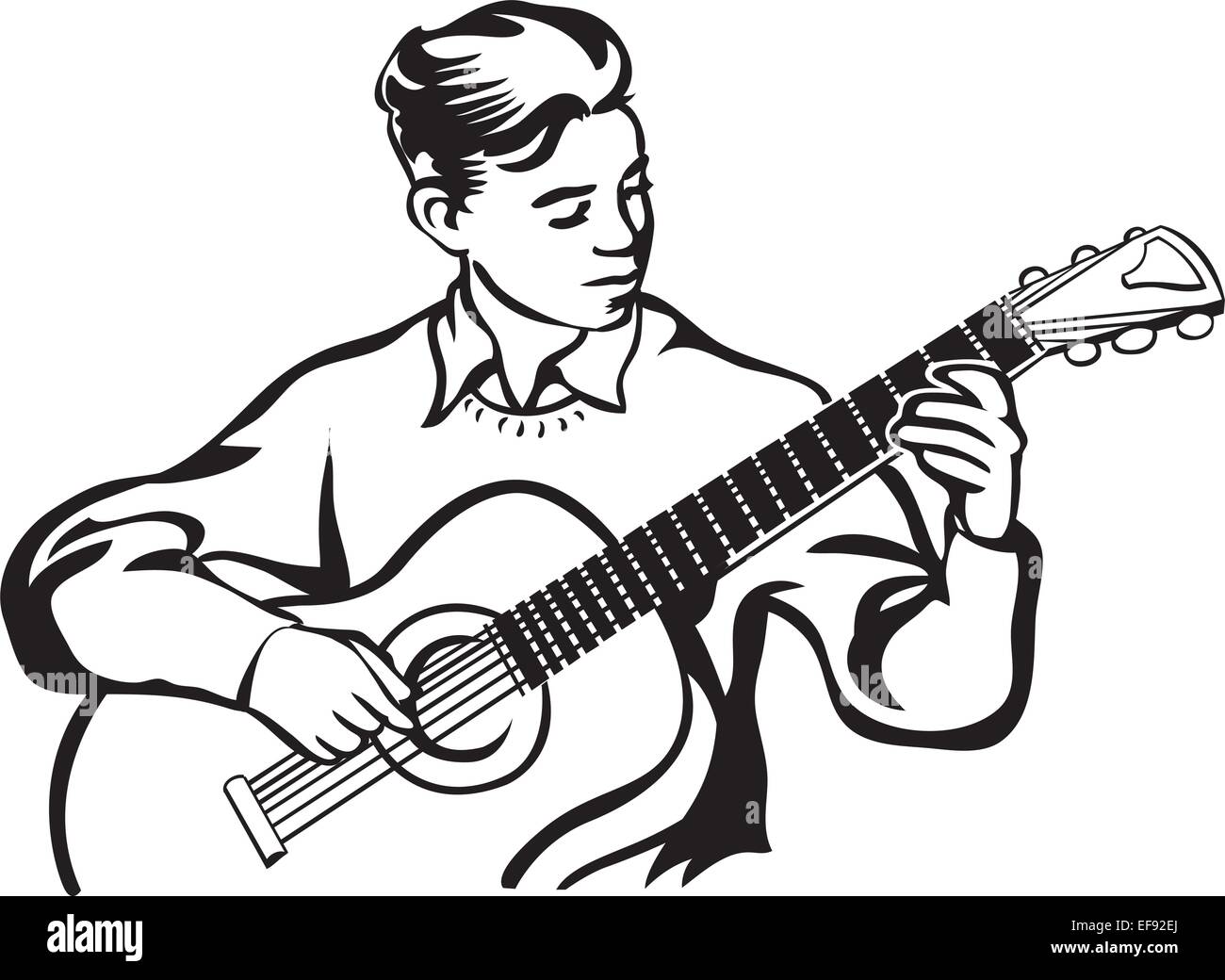 Un giovane uomo di suonare una chitarra Illustrazione Vettoriale
