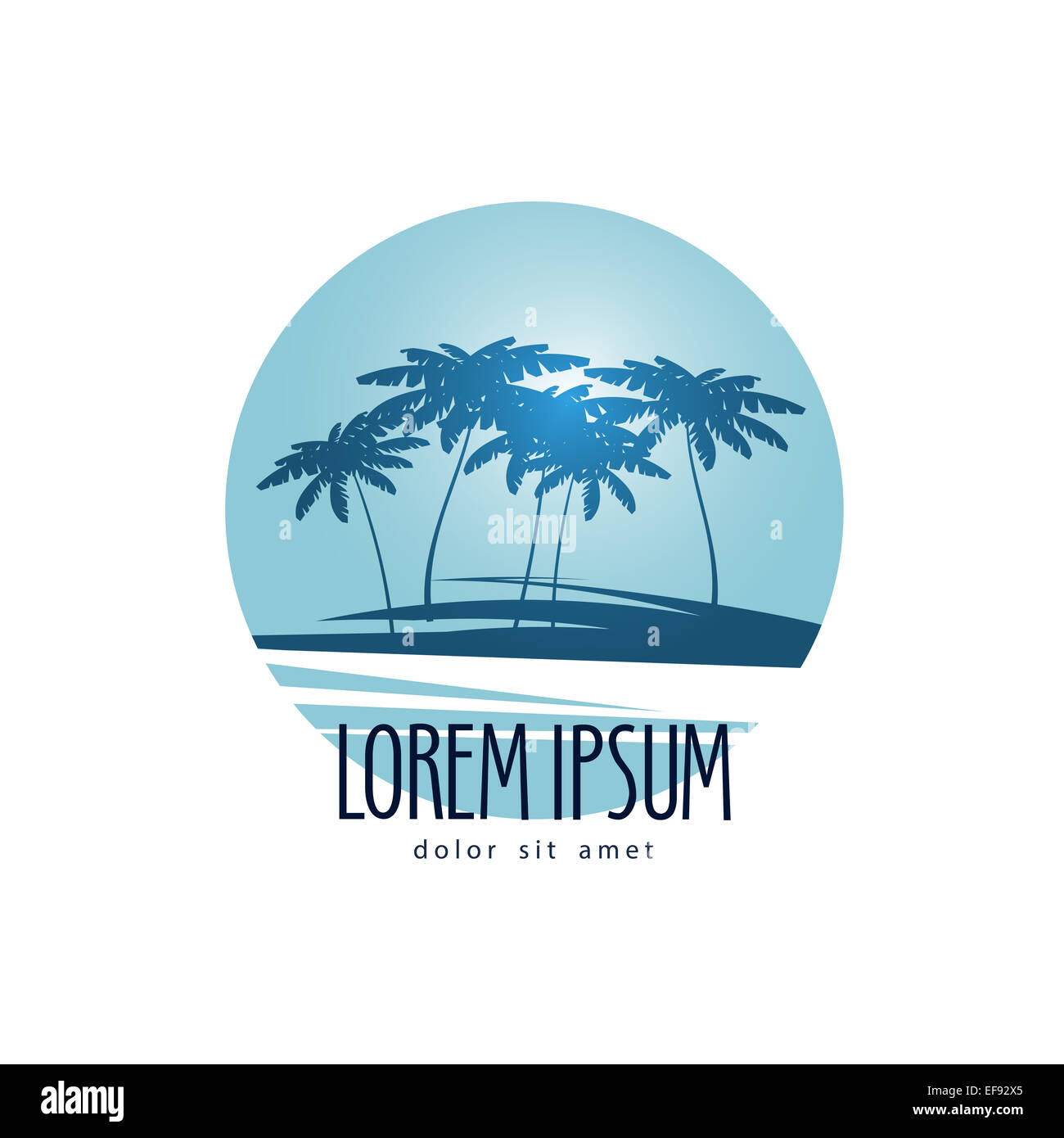 Palme logo design modello. isola tropicale o icona di vacanza. Foto Stock