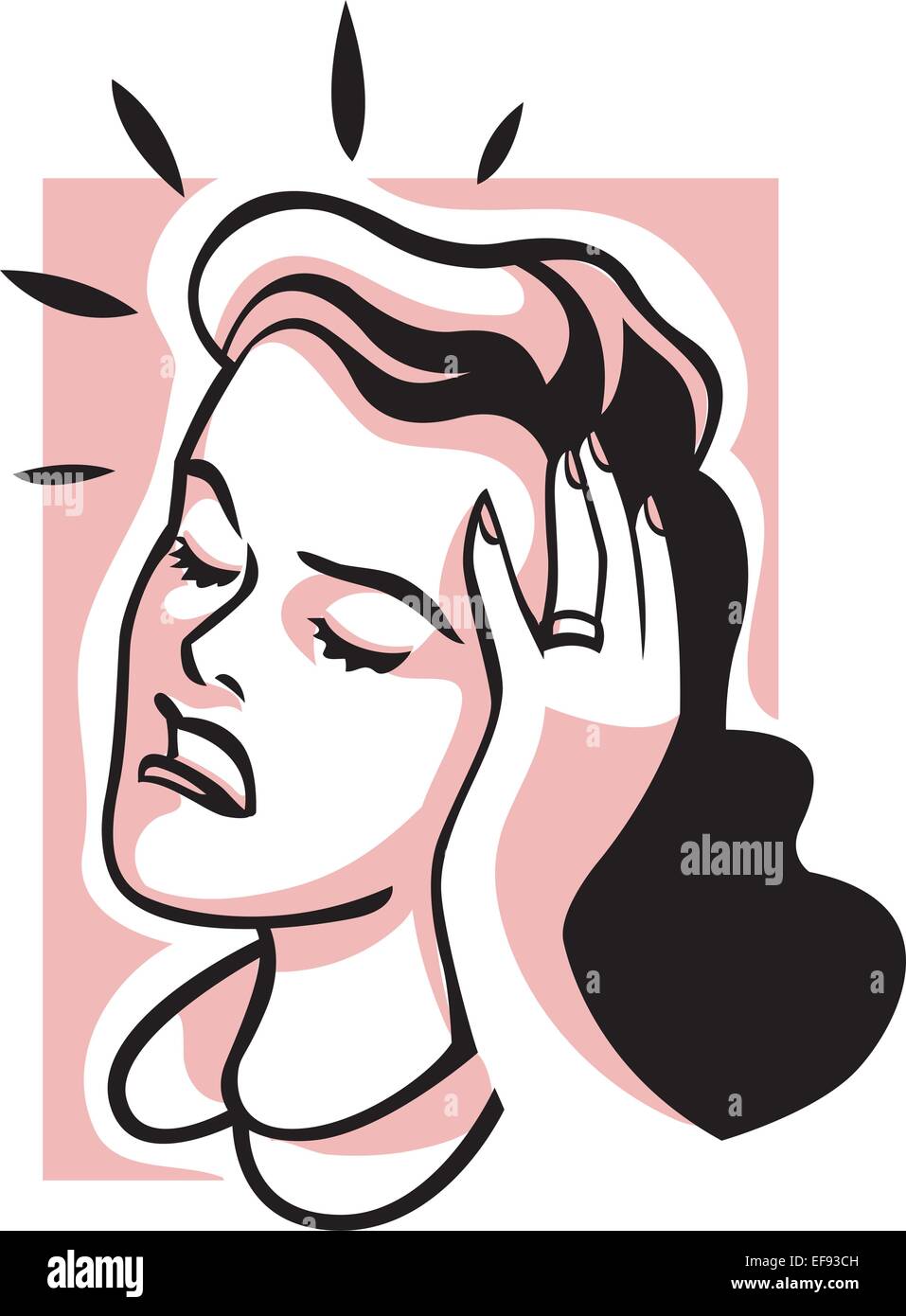 La donna che soffre di mal di testa Illustrazione Vettoriale