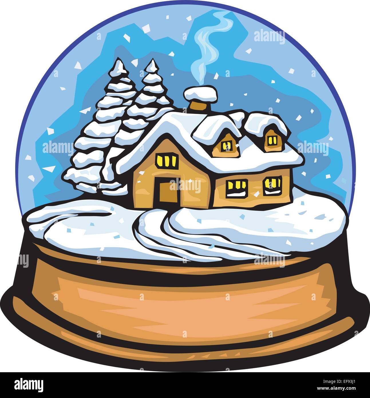Home all'interno di Snowglobe Illustrazione Vettoriale
