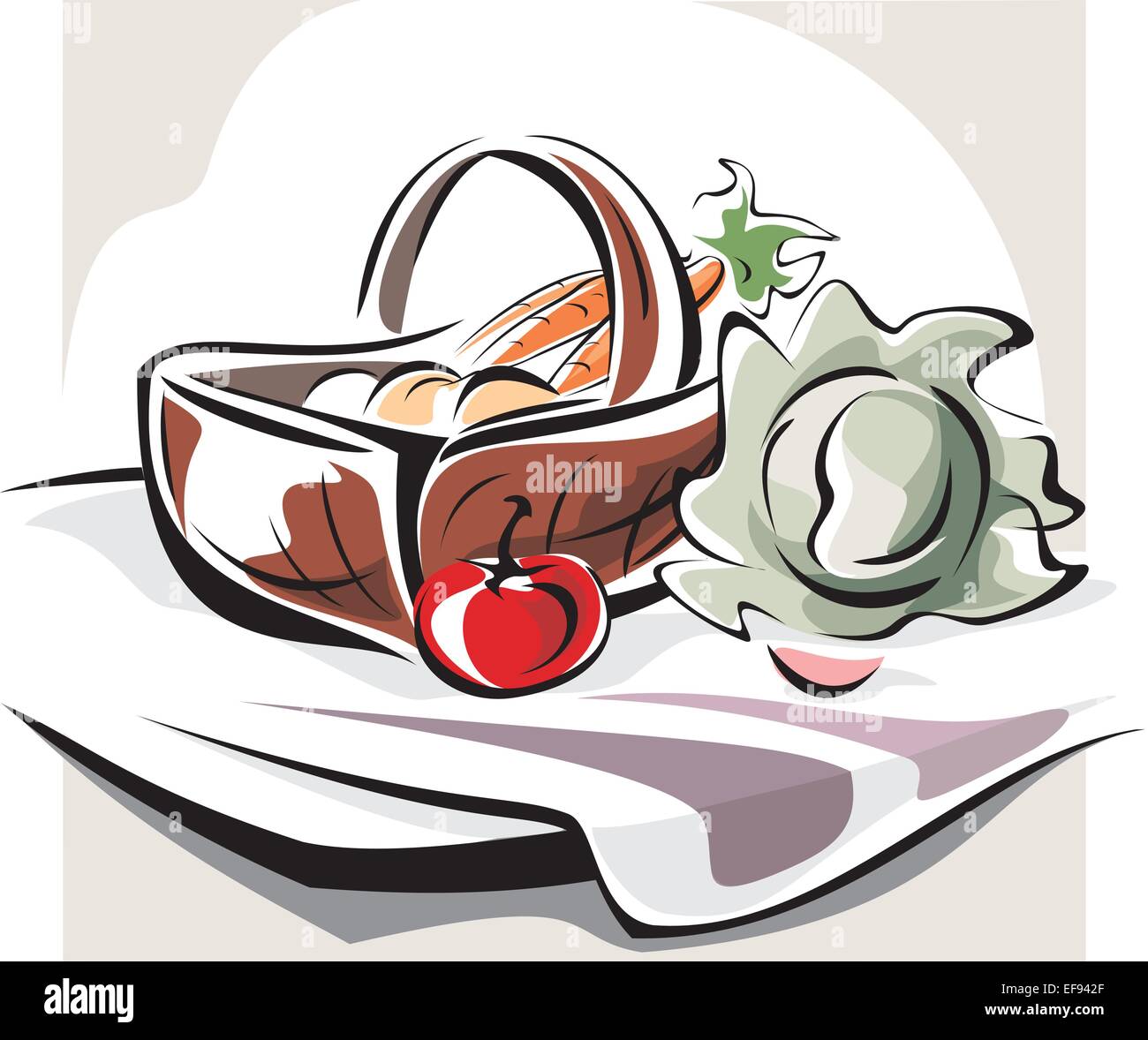 Cesto per pic-nic con verdure Illustrazione Vettoriale
