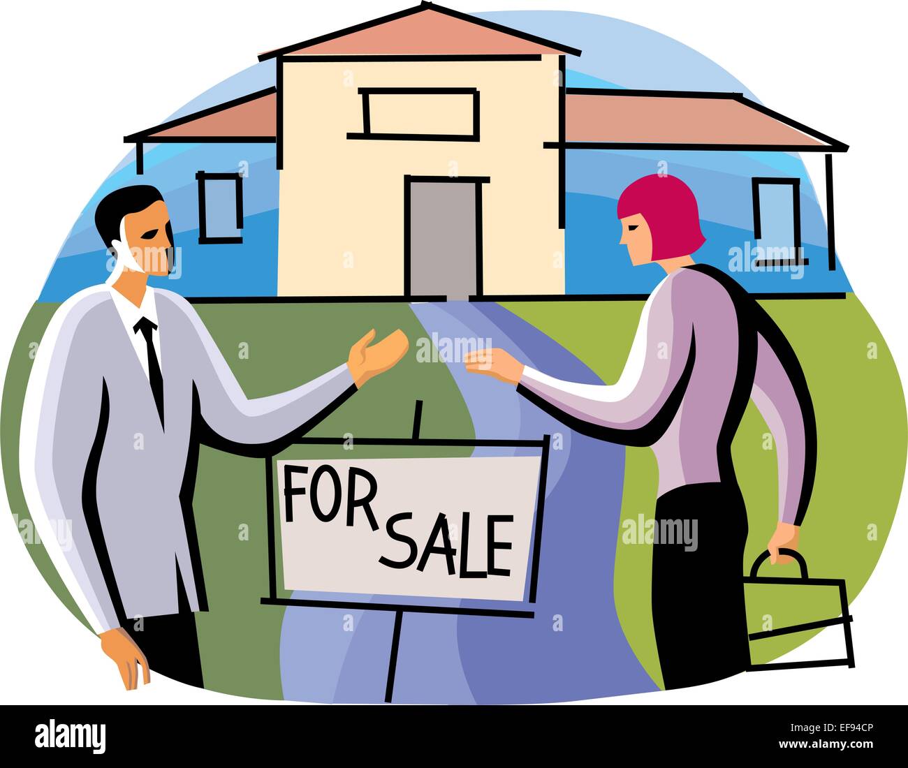 Agenti Immobiliari Casa di vendita Illustrazione Vettoriale