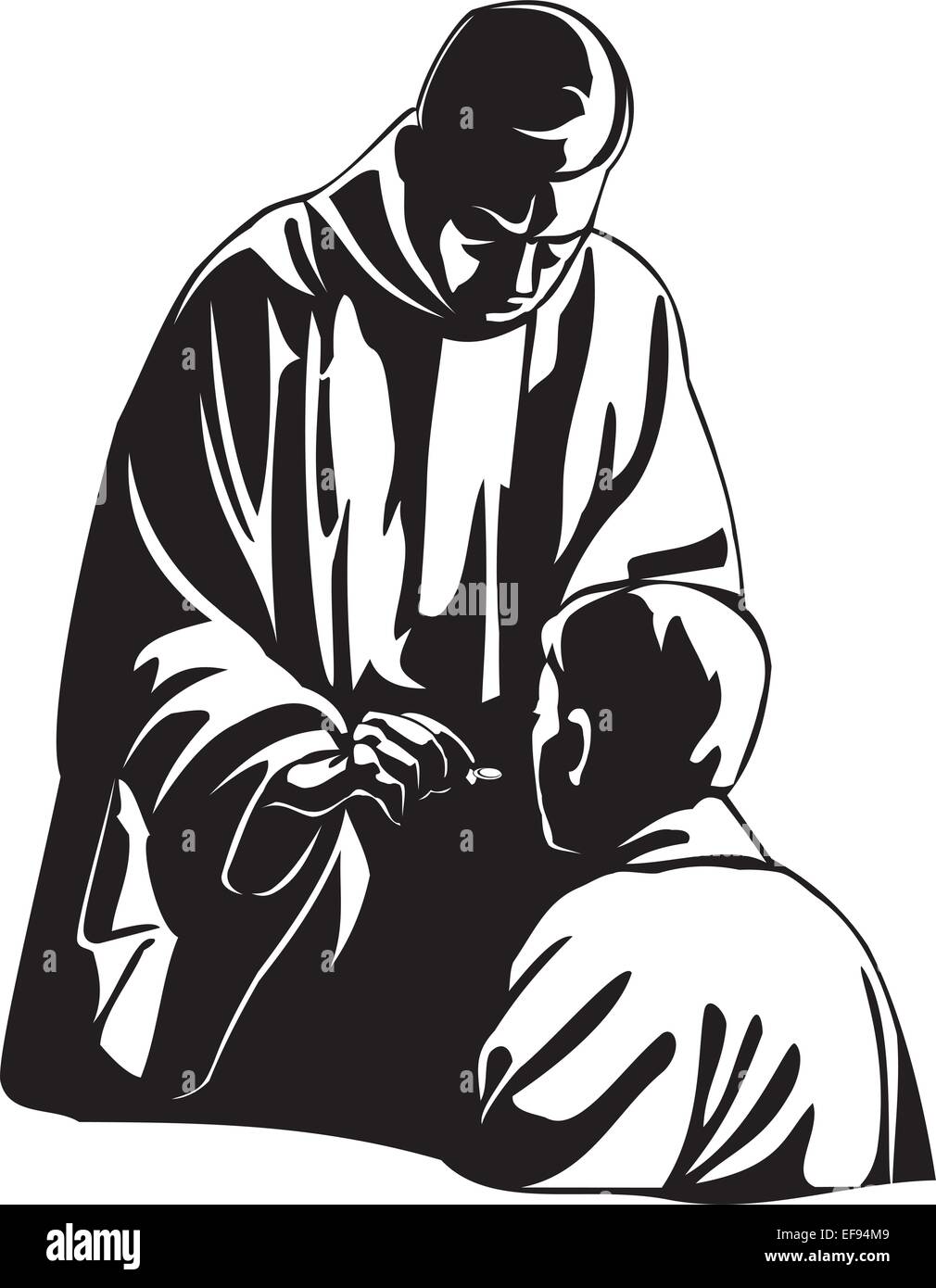 Sacerdote dando Eucaristia per ragazzo Illustrazione Vettoriale