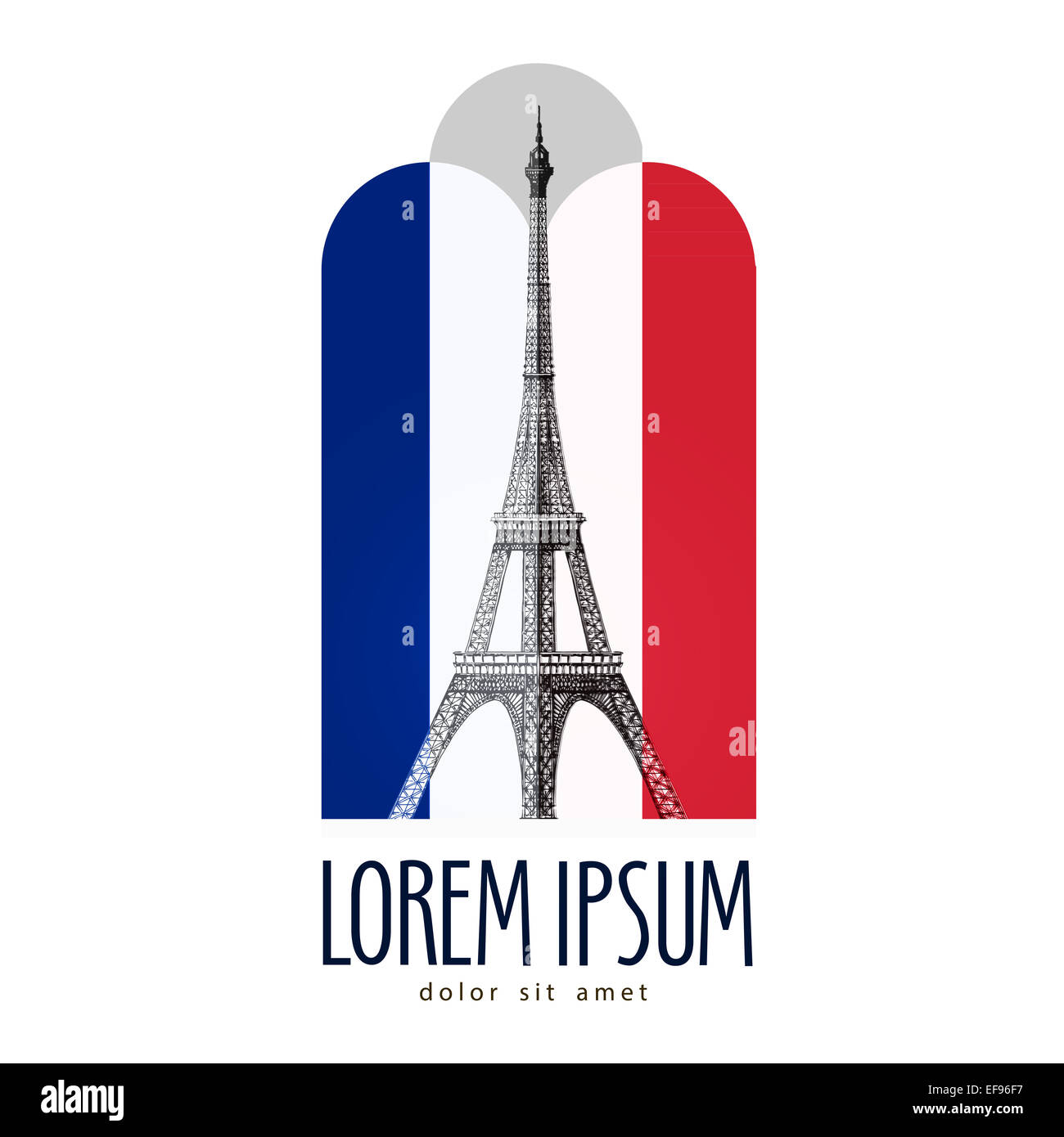 Parigi logo design modello. La Francia o la Torre Eiffel e la relativa icona. Foto Stock