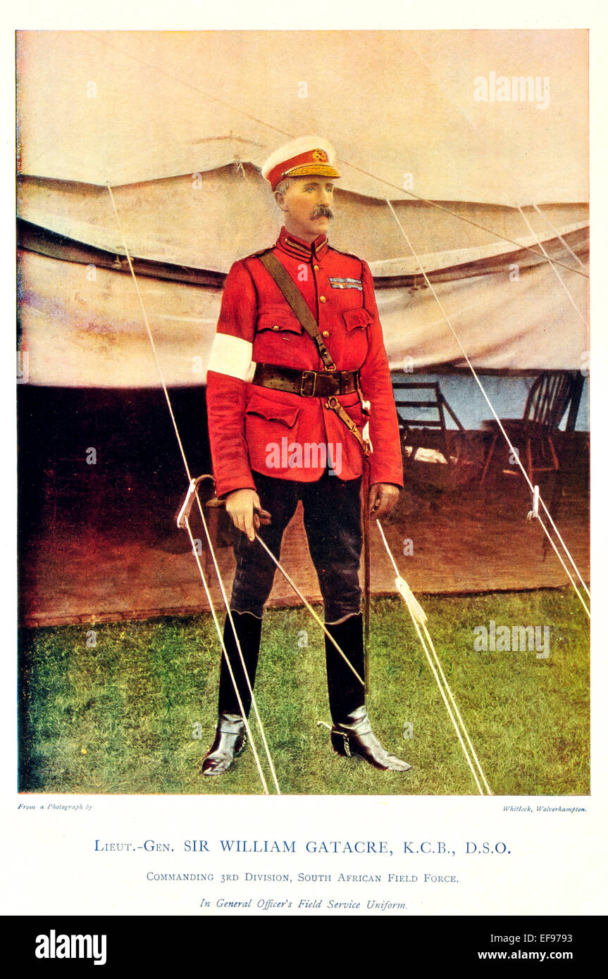 Celebrità dell'esercito 1900 tenente generale Sir William Gatacre K C B D I  S O comanda la terza divisione sud africana di campo Foto stock - Alamy