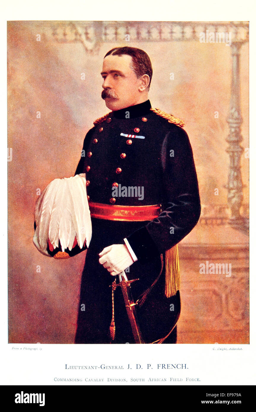 Celebrità dell'esercito 1900 Tenente Generale J D P French comandante divisione di cavalleria sudafricano della forza di campo Foto Stock