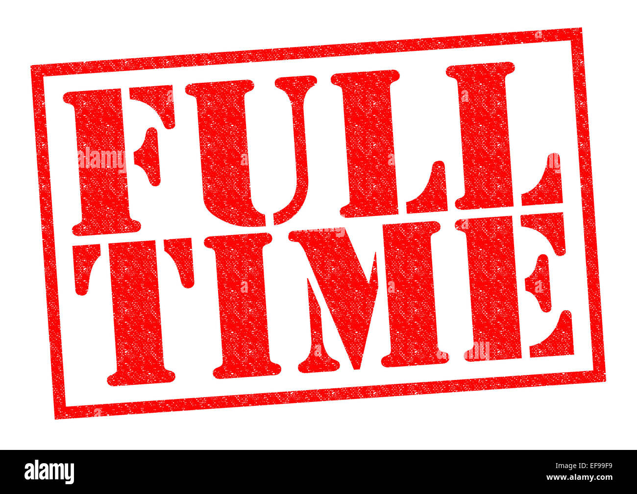 Tempo-pieno rosso timbro di gomma su uno sfondo bianco. Foto Stock